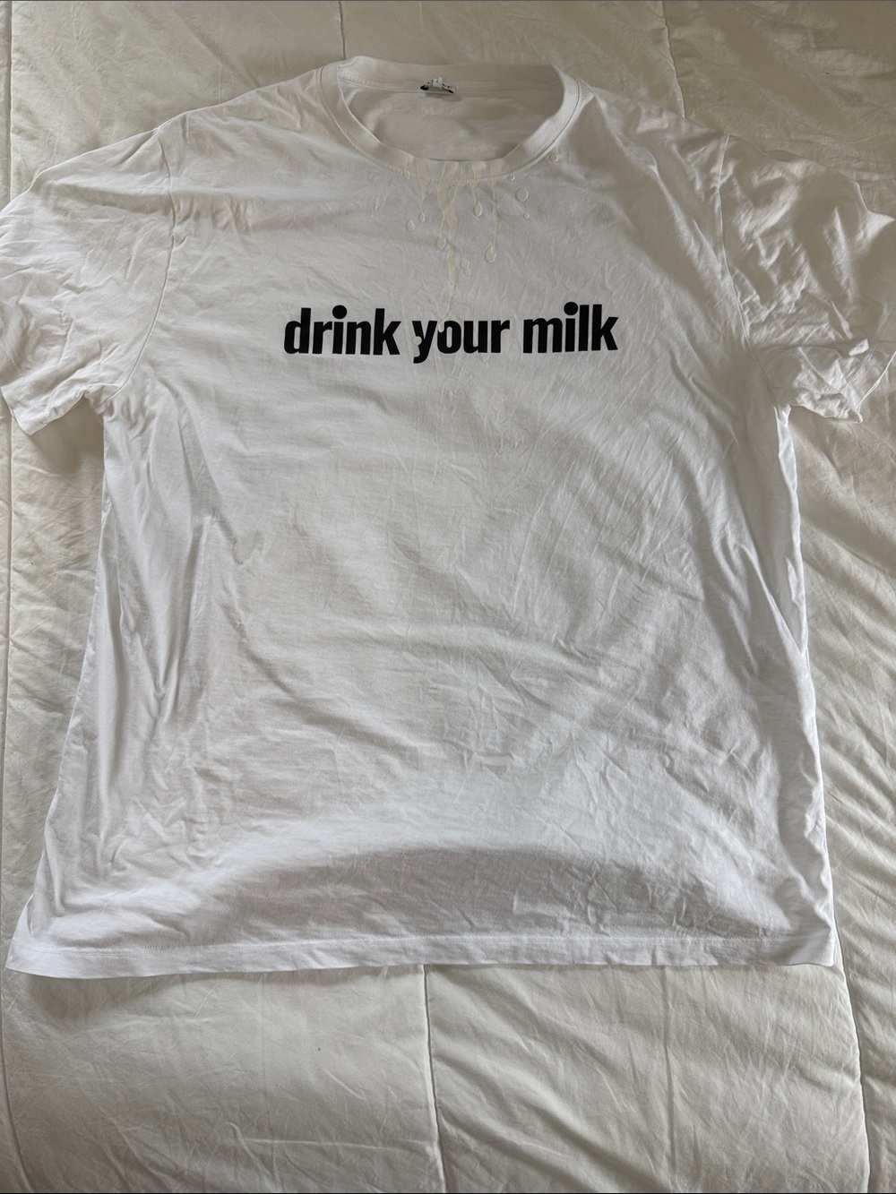 Loewe White Tee with Black Text and Cream Drip Detail - Picture 2 of 3